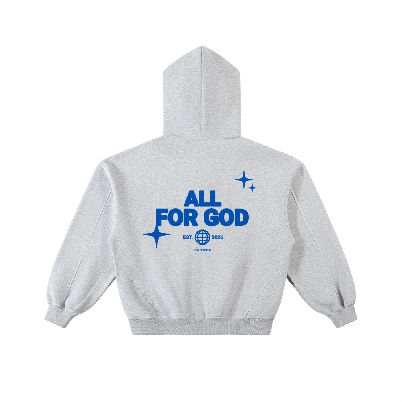 Contrast-Stitched Boxy Fleece Zip Hoodie - Image 4
