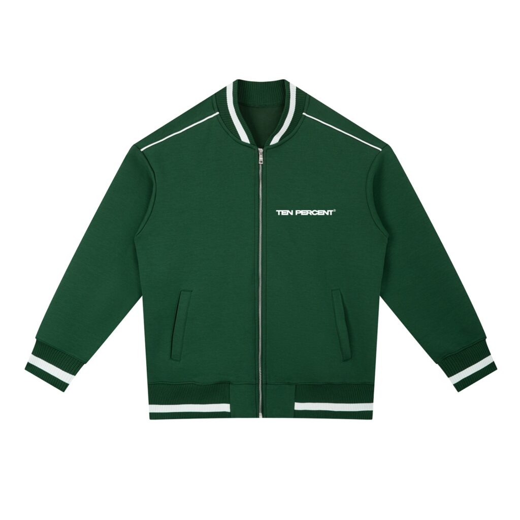 Contrast Piping Zip Bomber Jacket